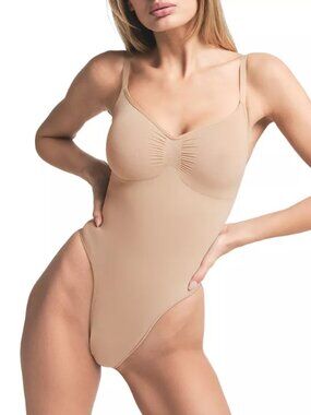 SKIMS Seamless Sculpt Thong Bodysuit 4X Clay NWOT Plus Size Shapewear